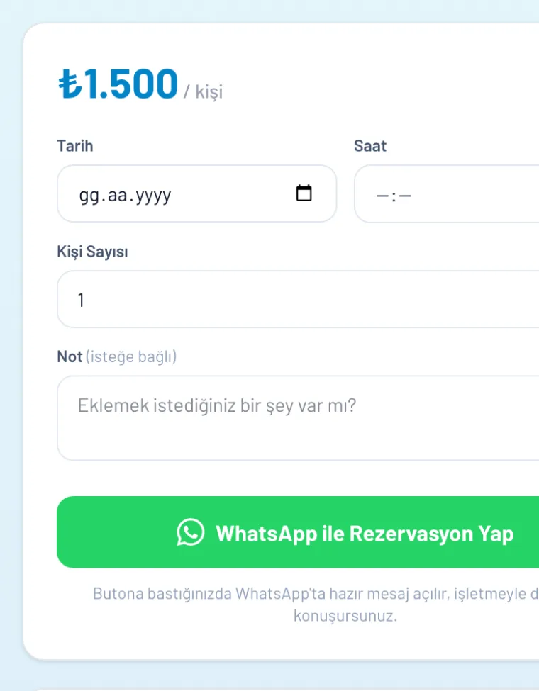 Macerabul WhatsApp rezervasyon ve işletme kartı